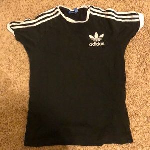 Adidas 3 stripe black t-shirt